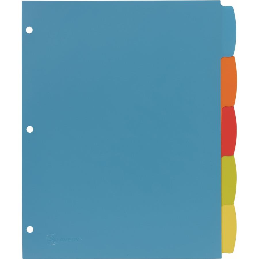 Avery Big Tab Write & Erase Durable Plastic Dividers, 5 Multicolor Tabs, 1 Set