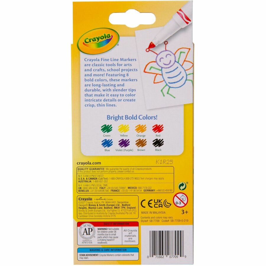 Crayola Fine Tip Classic Markers, 8 Count