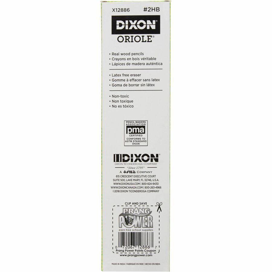Dixon Oriole Presharpened Pencil, 12 Pack