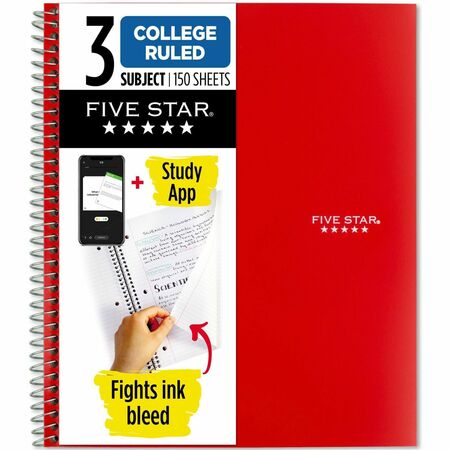 Mead Wirebound Notebooks - 3 Subject -  150 Sheets - Wire Bound - 11" x 8 1/2" - White Paper - Assorted Colors - Pocket, Stiff-back, Perforated, Pocket, Heavyweight, Subject, Spiral Lock - 1 Count