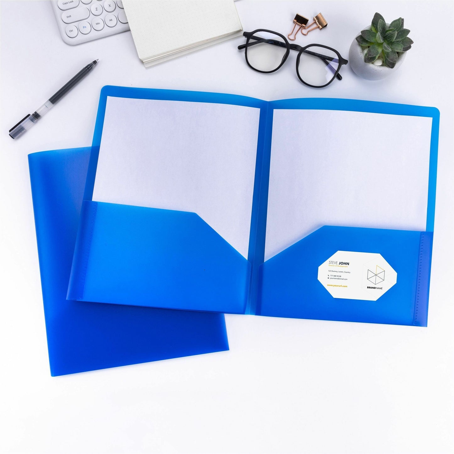 2 Pocket Plastic Folder with pockets - Assorted Colors
