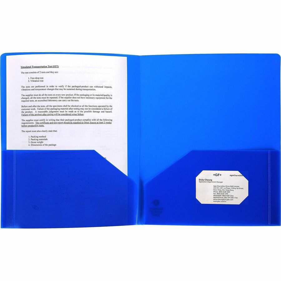 2 Pocket Plastic Folder with pockets - Assorted Colors