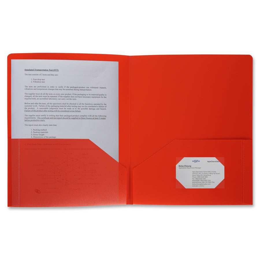 2 Pocket Plastic Folder with pockets - Assorted Colors