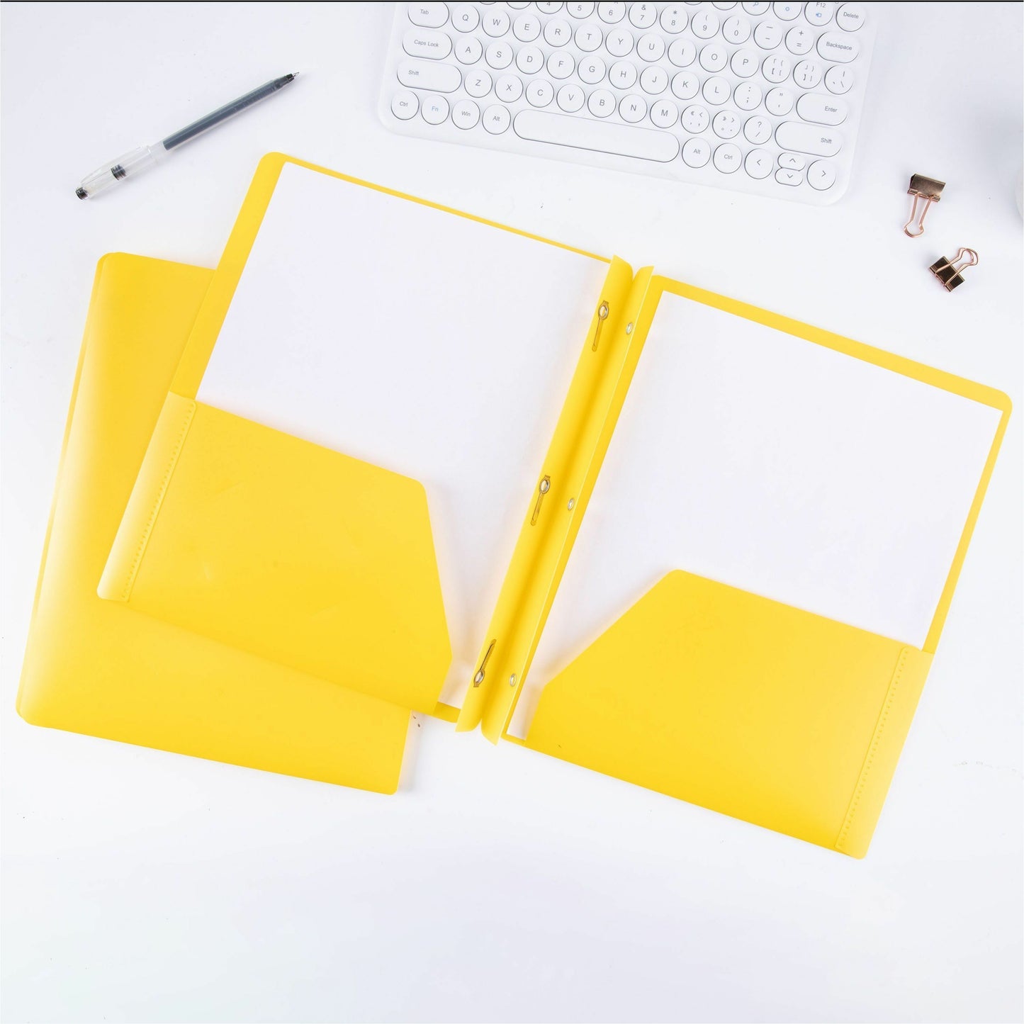 2 Pocket Plastic Folder with pockets - 3 Pronged- Assorted Colors