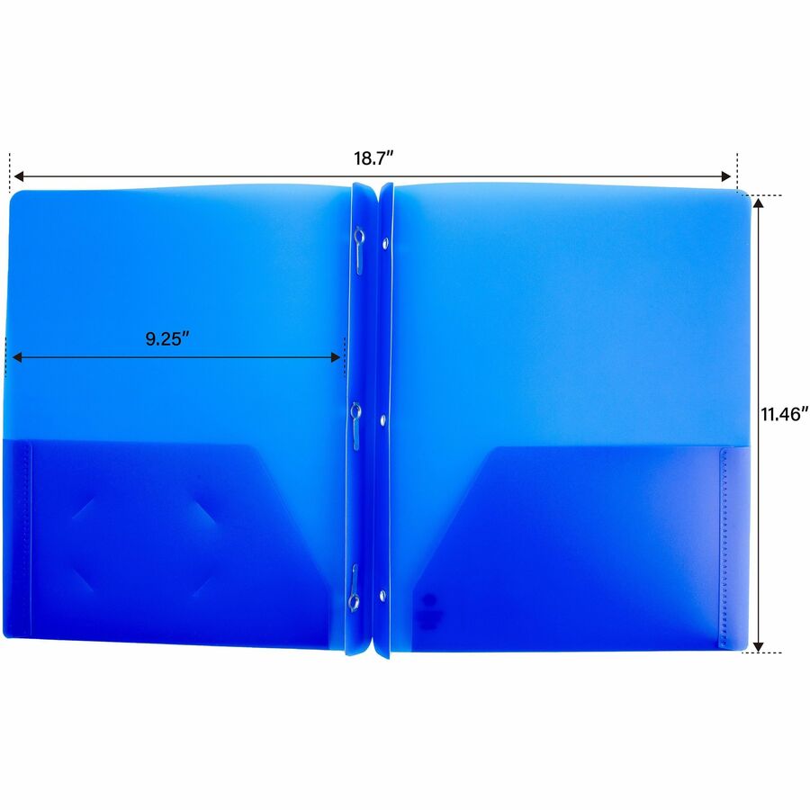 2 Pocket Plastic Folder with pockets - 3 Pronged- Assorted Colors