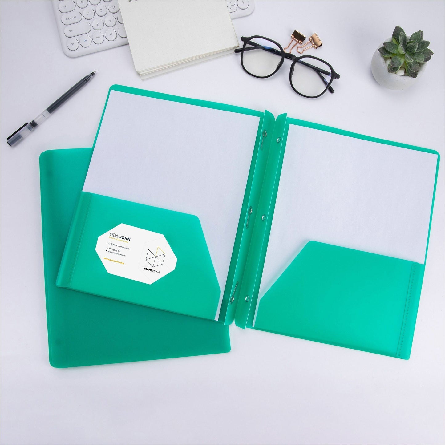 2 Pocket Plastic Folder with pockets - 3 Pronged- Assorted Colors