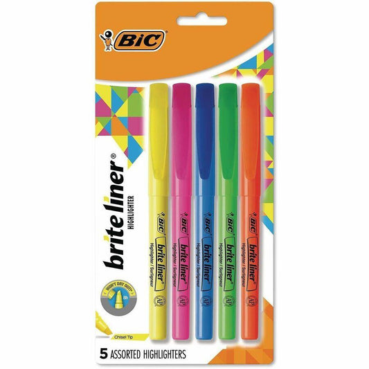 BIC Brite Liner Chisel Tip Highlighter Assortment - 5 Count