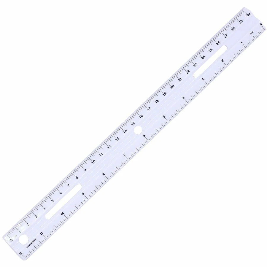 Business Source 12" Ruler 12" Length x 1.3" Width - 1/16 Graduations - Metric, Imperial Measuring System - Plastic - White - 1 Count