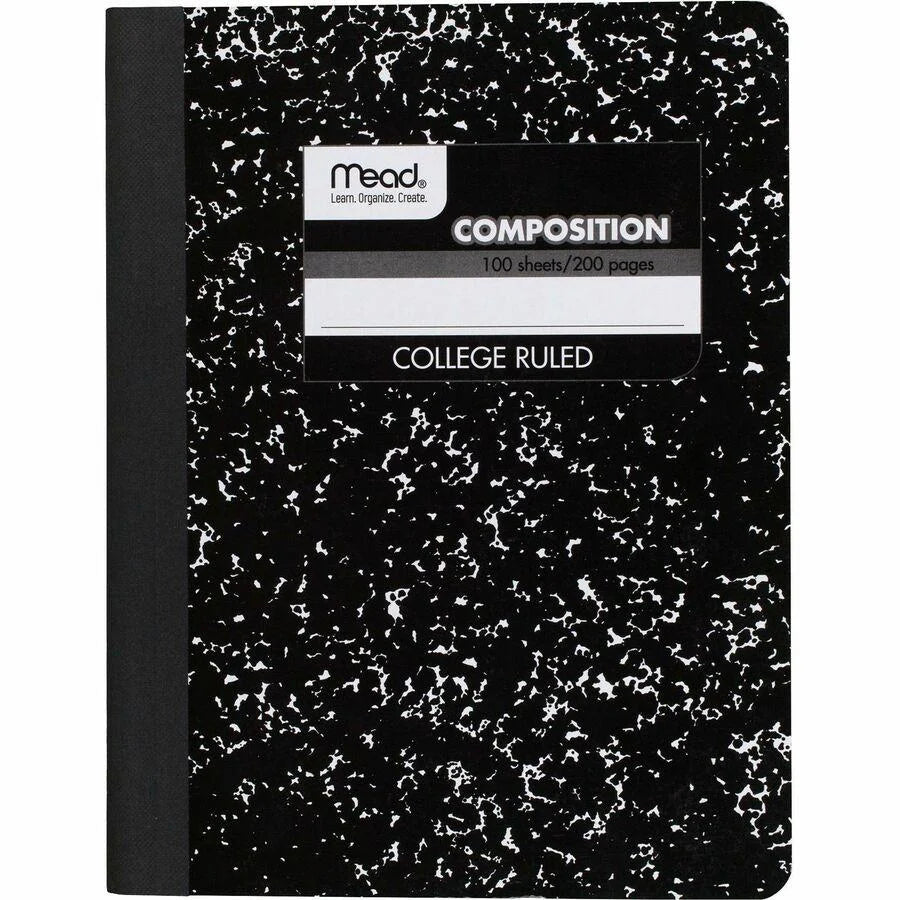 Mead College Ruled Composition Notebook,  7-1/2" x 9-3/4", 100 Sheets - 1 Count
