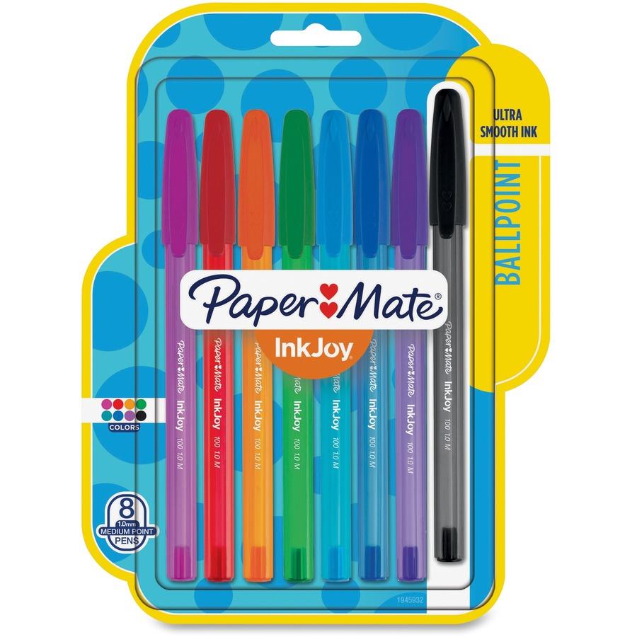 Paper Mate InkJoy Pens - Medium Pen Point - 1 mm Pen Point Size - Assorted - Translucent Barrel - 8 Pack