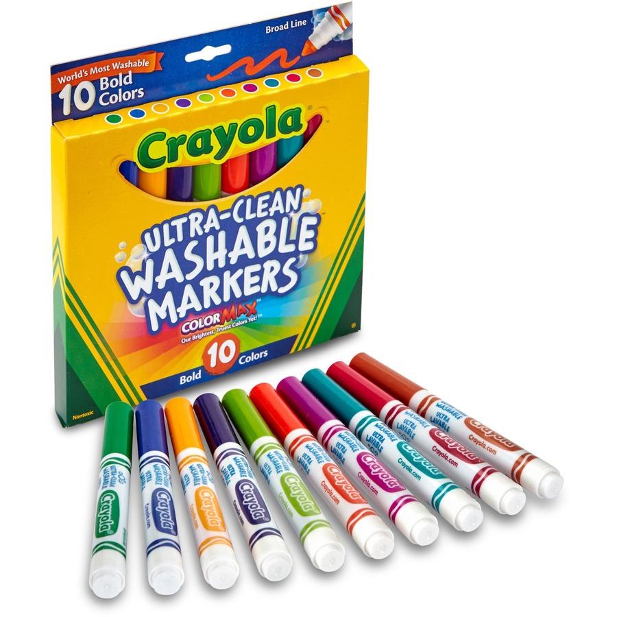 Crayola Bold Colors Washable Markers Broad Conical Marker Point - Washable - 10 Count