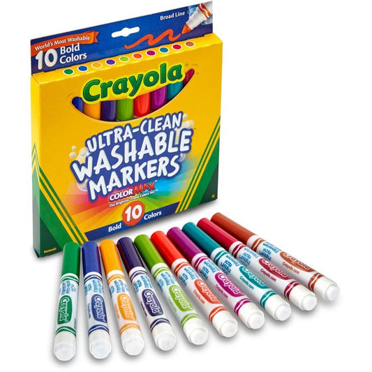 Crayola Bold Colors Washable Markers Broad Conical Marker Point - Washable - 10 Count