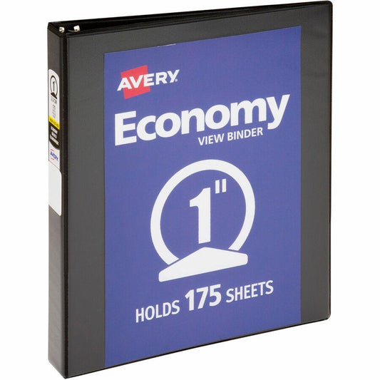 Avery Economy View 3 Ring Binder, 1" Round Rings, 1 Black Binder