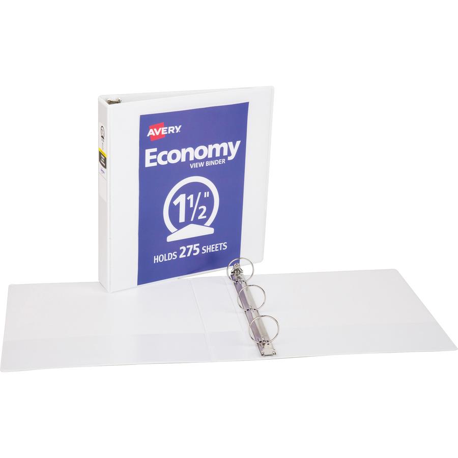 Avery Economy View 3 Ring Binder, 1.5" Round Rings, White Binder