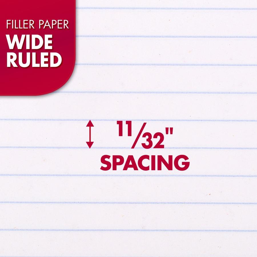 Mead Mead 3-Hole Punched - Wide-ruled Filler Paper - 200 Sheets - Ruled Red Margin - 8" x 10 1/2" - White Paper