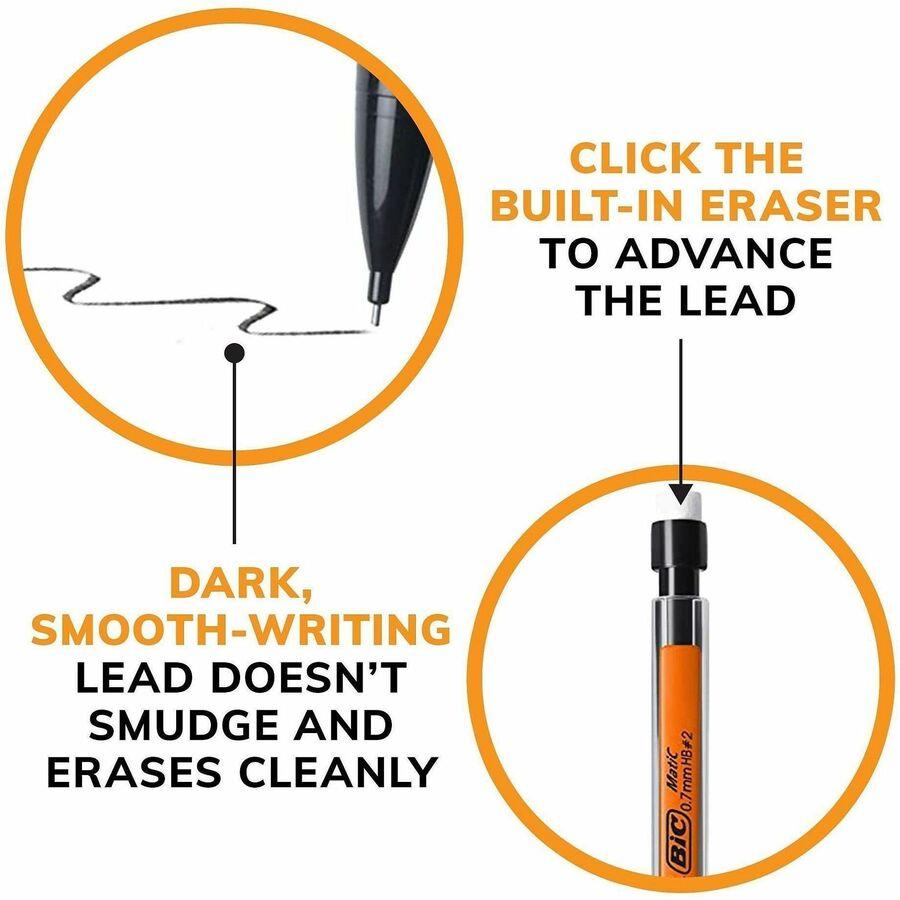 BIC Mechanical Pencils - #2 Lead - 0.7 mm Lead Diameter - Assorted Barrel - 10 Count
