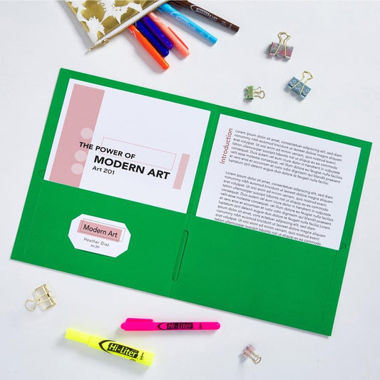 Avery Two Pocket Folders - 8 1/2" x 11" Sheet Size - 20 Sheet Capacity - 2 Pocket(s) - Embossed Paper - Assorted Colors of Green, Red, Blue, and Yellow