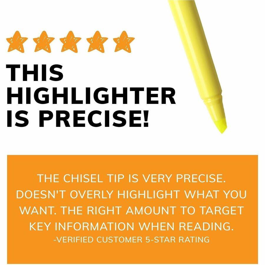 BIC Brite Liner Highlighters - Chisel Marker Point Style - Fluorescent Yellow Water Based Ink - 1 Dozen