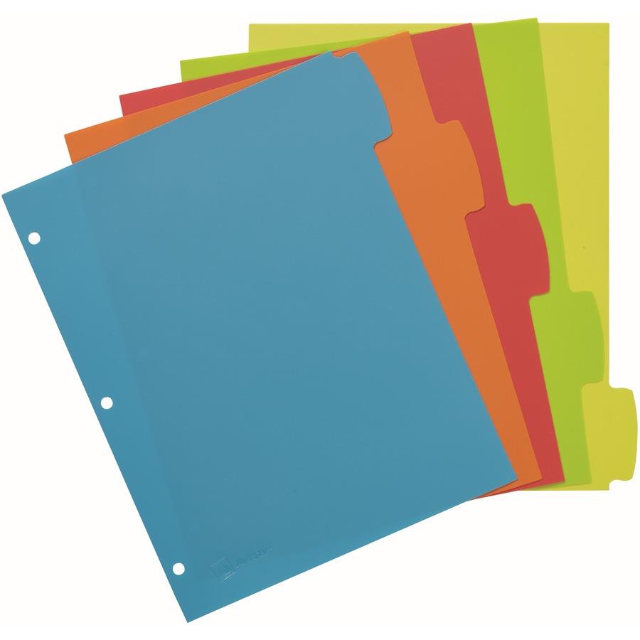 Avery Big Tab Write & Erase Durable Plastic Dividers, 5 Multicolor Tabs, 1 Set