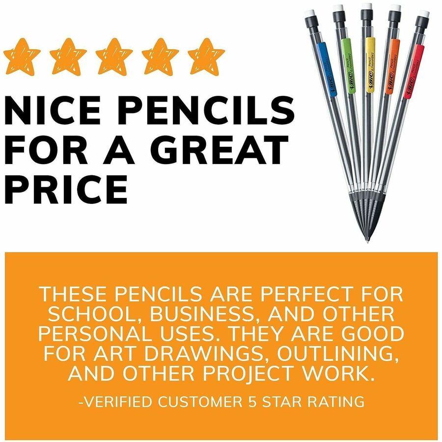 BIC Mechanical Pencils - #2 Lead - 0.7 mm Lead Diameter - Assorted Barrel - 10 Count