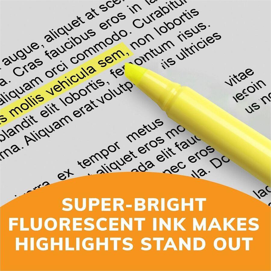 BIC Brite Liner Highlighters - Chisel Marker Point Style - Fluorescent Yellow Water Based Ink - 1 Dozen