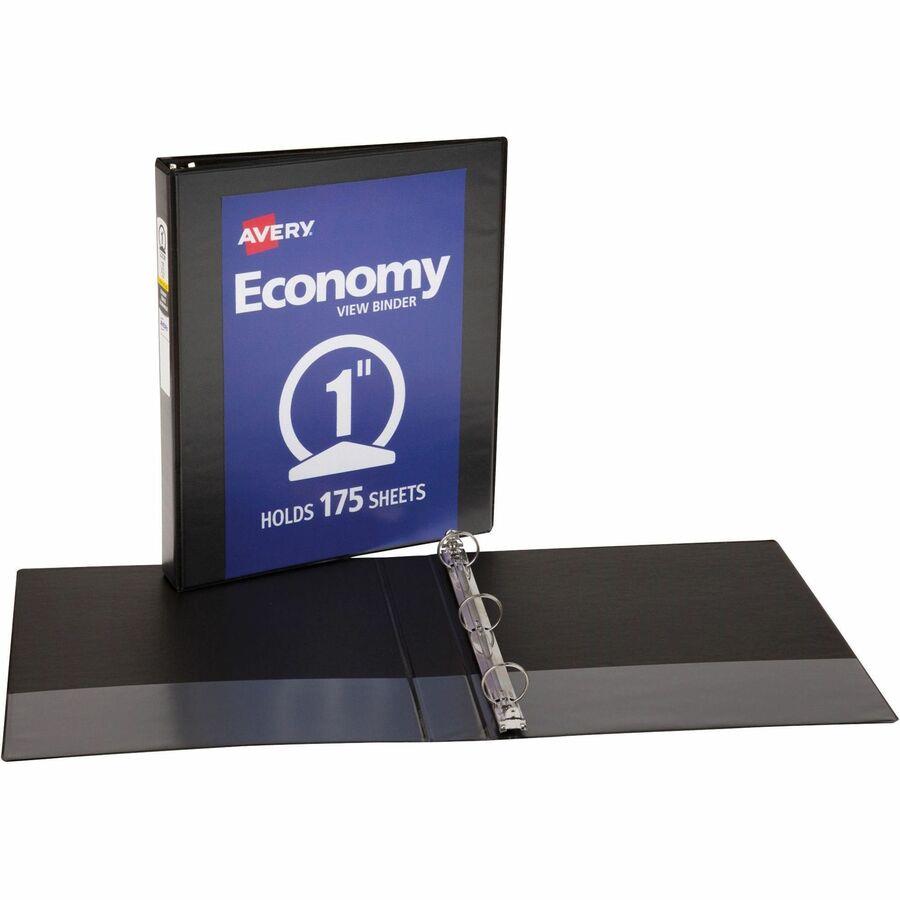 Avery Economy View 3 Ring Binder, 1" Round Rings, 1 Black Binder