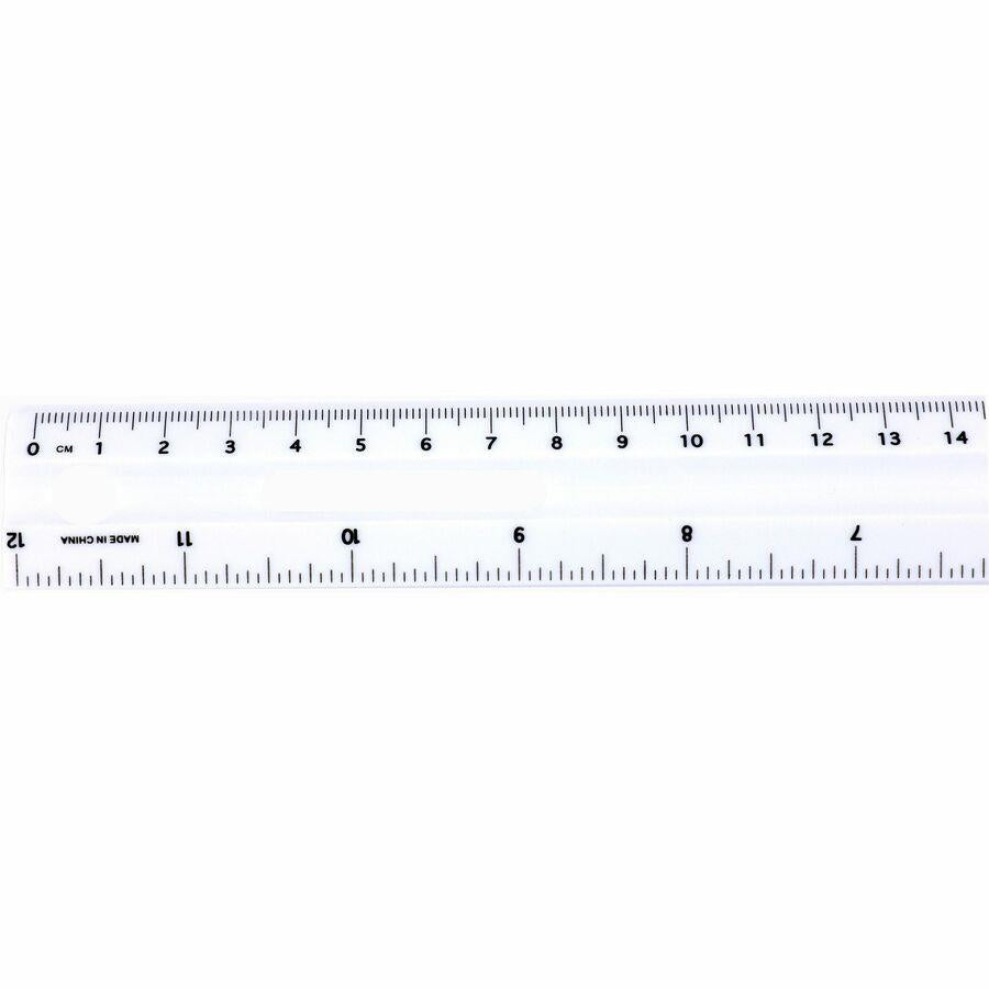 Business Source 12" Ruler 12" Length x 1.3" Width - 1/16 Graduations - Metric, Imperial Measuring System - Plastic - White - 1 Count