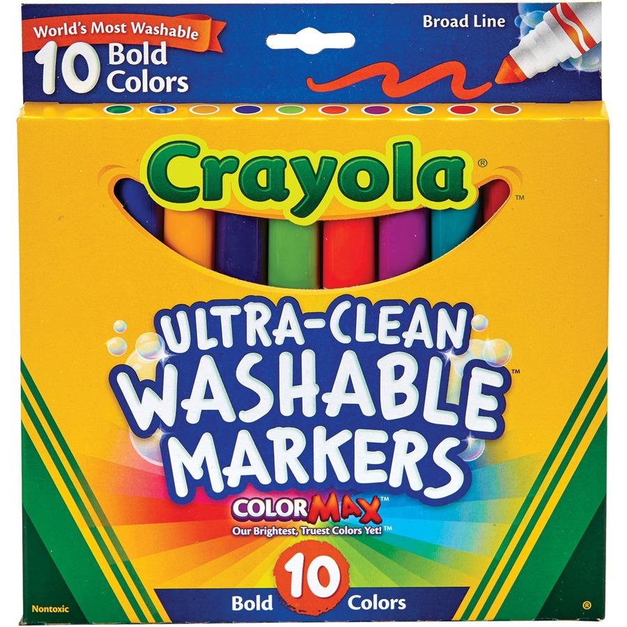 Crayola Bold Colors Washable Markers Broad Conical Marker Point - Washable - 10 Count