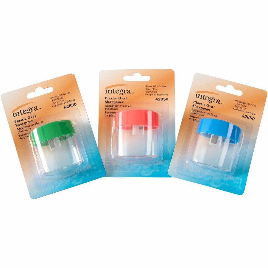 Integra Oval Plastic Sharpeners Handheld - 1 Hole(s) - Plastic - Assorted Colors