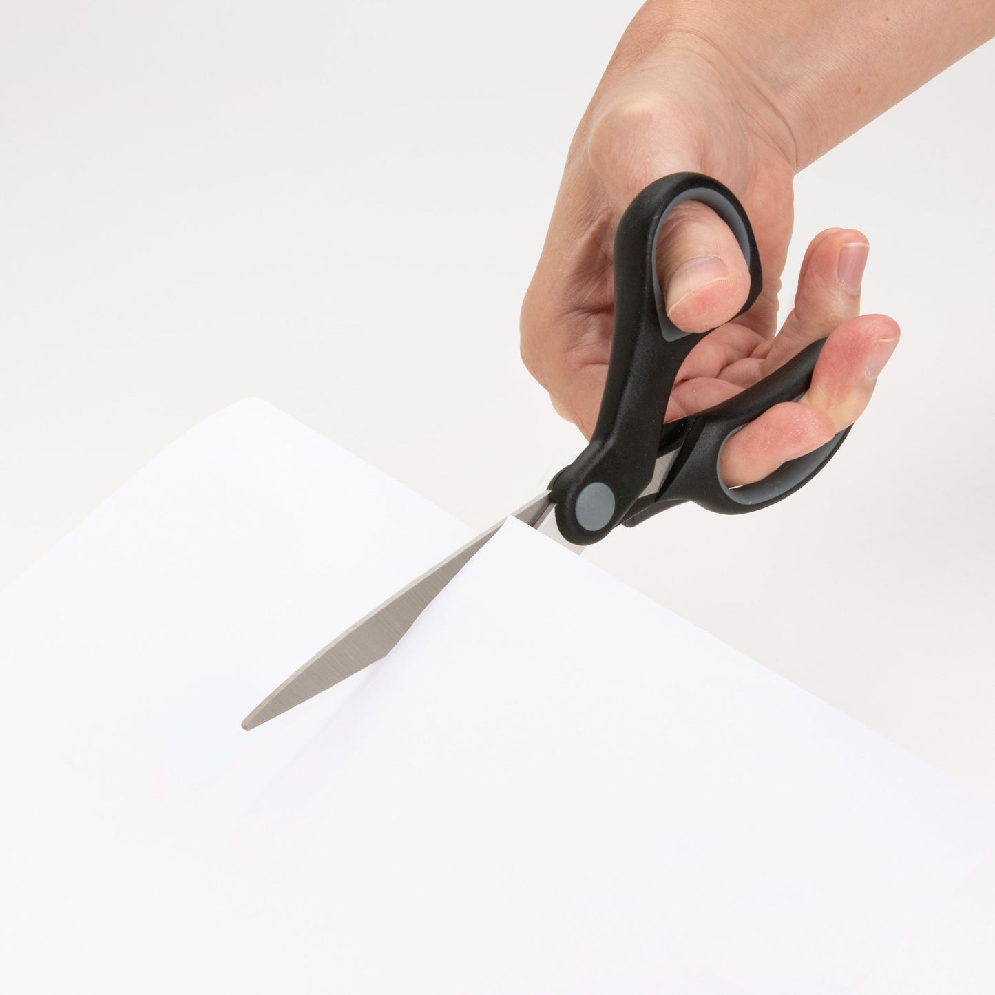 Sparco Straight Rubber Handle Scissors 8" Overall Length - Straight - Stainless Steel - Black, Gray - 1 Count