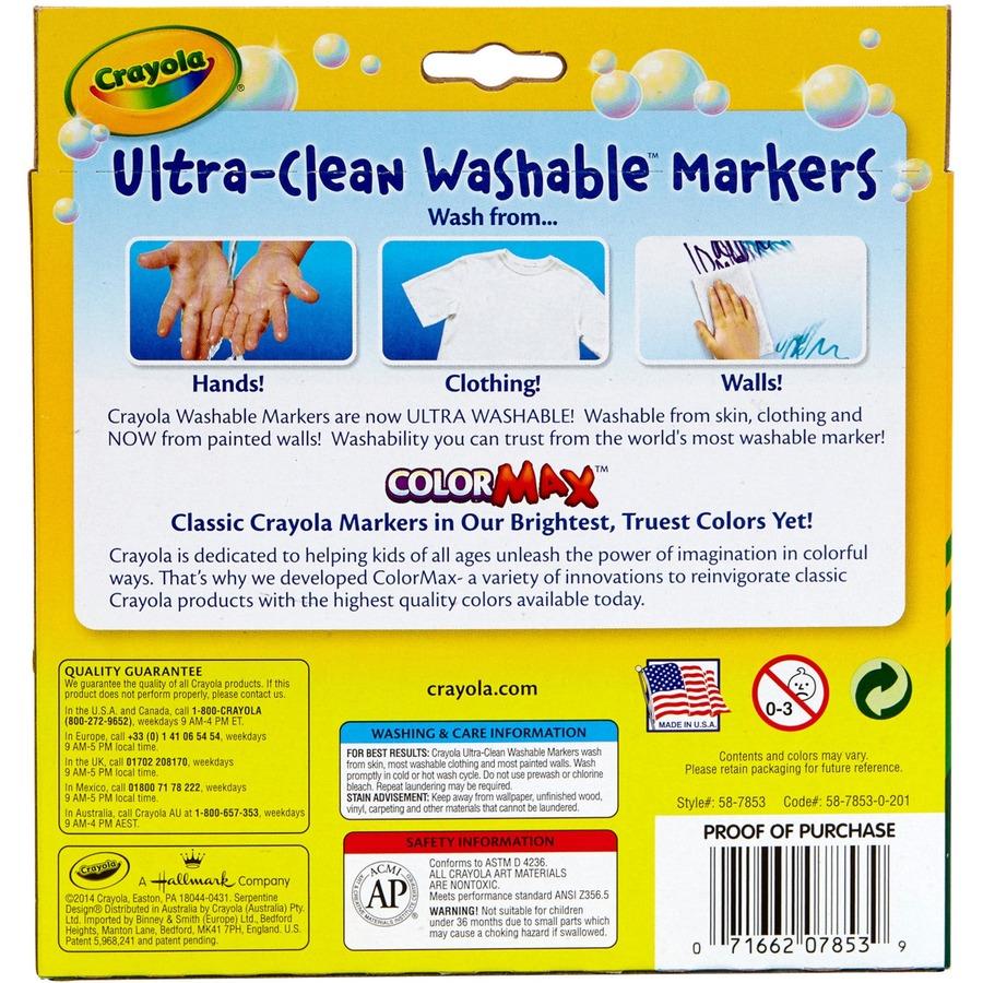 Crayola Bold Colors Washable Markers Broad Conical Marker Point - Washable - 10 Count