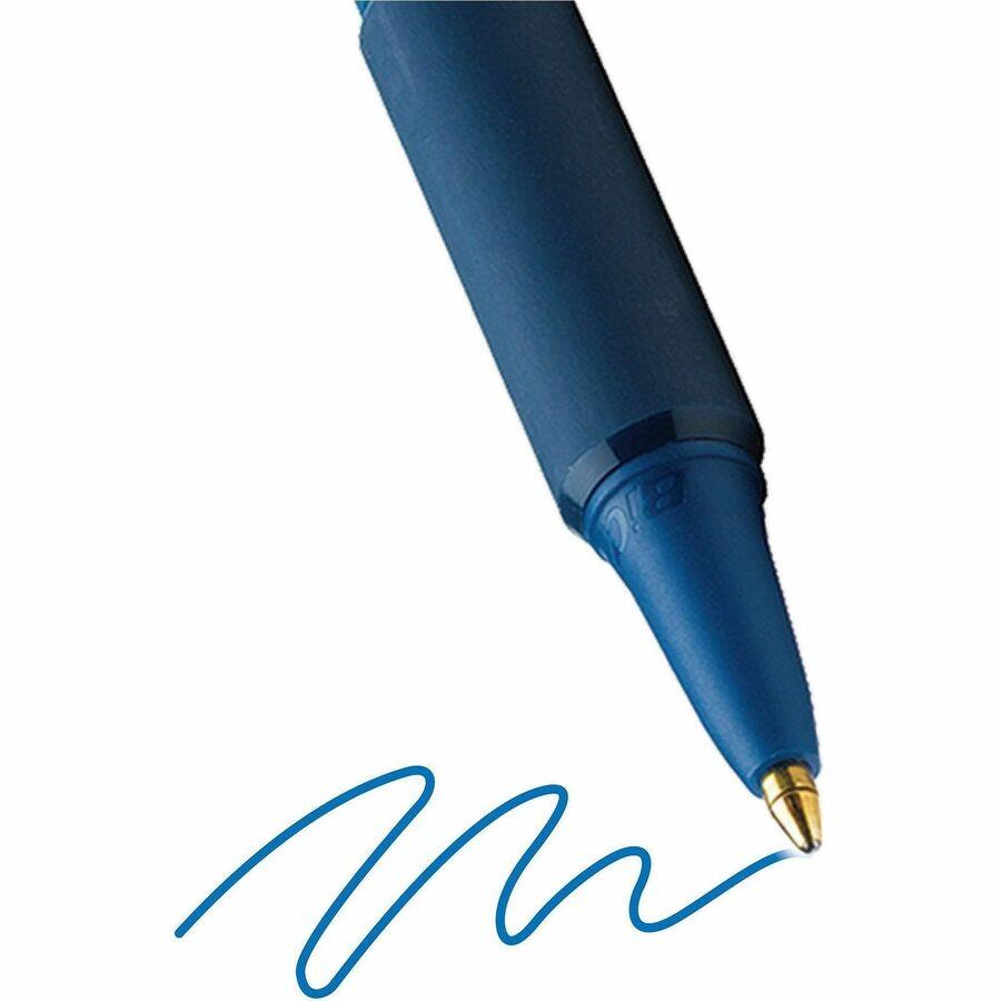 BIC Soft Feel Blue Retractable Ballpoint Pens, Medium Point (1.0mm), 12-Count Pack, Blue Pens With Soft-Touch Comfort Grip