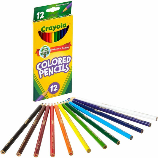 Crayola Presharpened Colored Pencils 3.3 mm Assorted Lead - Wood Barrel - 12 Count