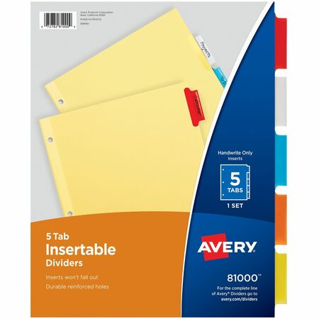 Avery Buff Colored Insertable Dividers - Clear Reinforced