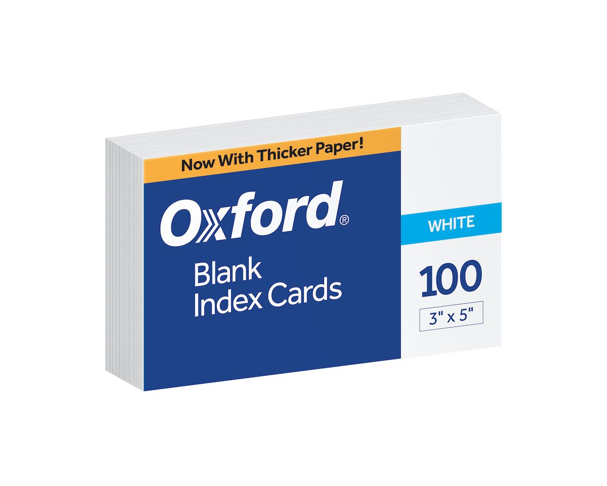 Oxford Blank Index Cards, 3" x 5", White, 100 Per Pack