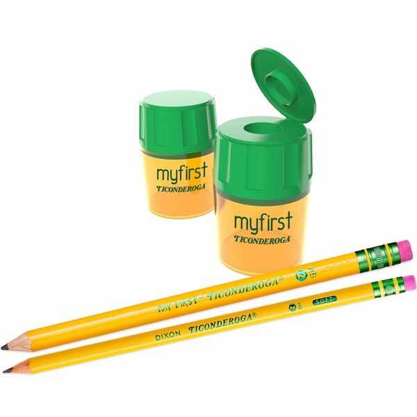 Ticonderoga My First Pencil Sharpener, 1 Hole, Large Barrel, Yellow/Green